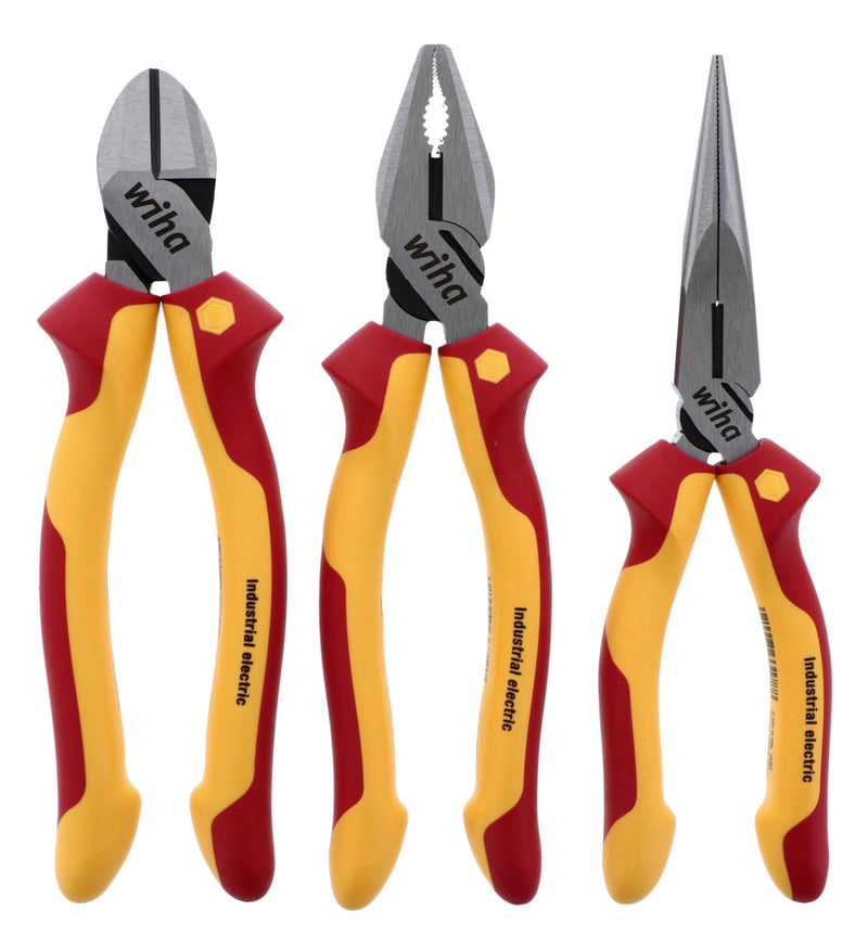 Wiha 32981 Insulated Industrial Pliers and Cutters Set, 3-Piece, 1000V VDE Tested - Image 1